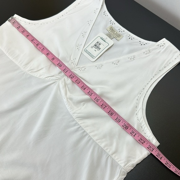 Vtg Nomadic Traders Fresco White Sweetheart Cami Shell Top XL Eyelet embroidered - Picture 9 of 12